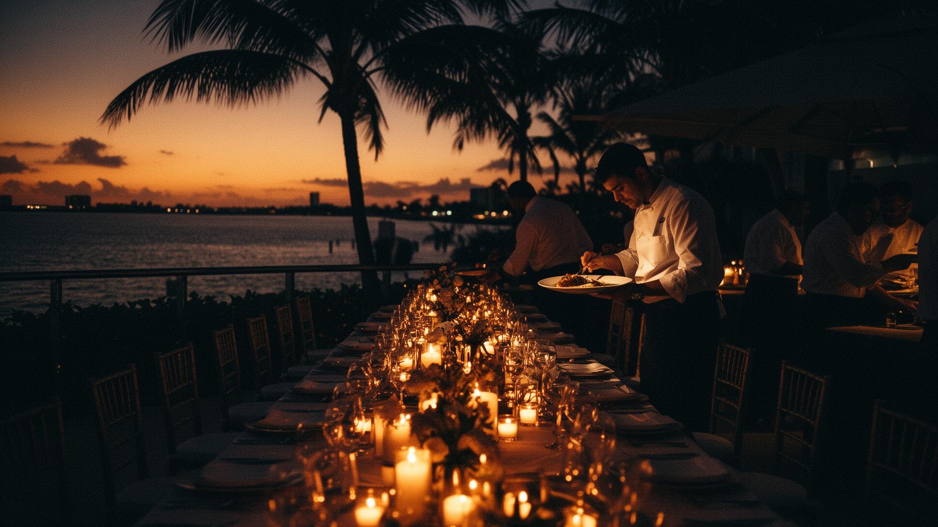 Karkour Hospitality producing a private Miami bayfront event at sunset